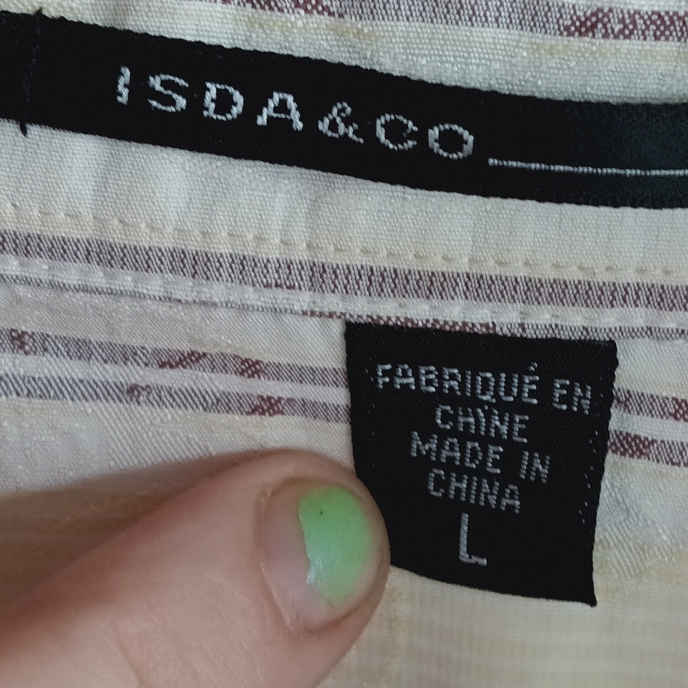 Isda & Co Cream Striped Button Down Shirt Boho Western Paisley Pretty Oversized - Picture 8 of 9